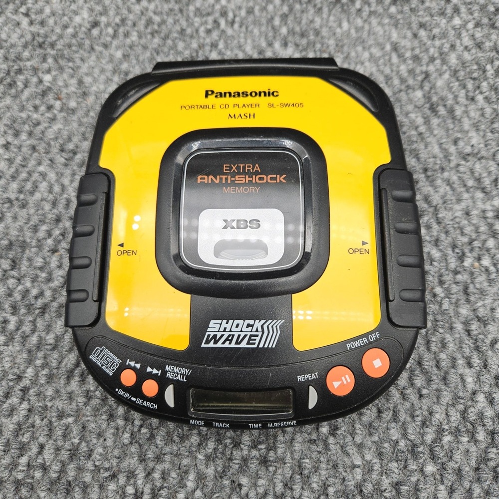 Panasonic SL-SW405 Yellow Portable CD Player ShockWave XBS Vintage Tested Works